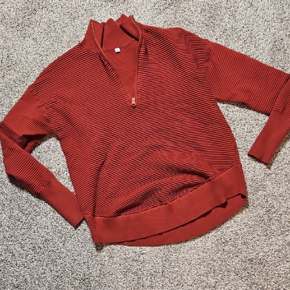 Anrabess Ribbed Knit Half-Zip Sweater